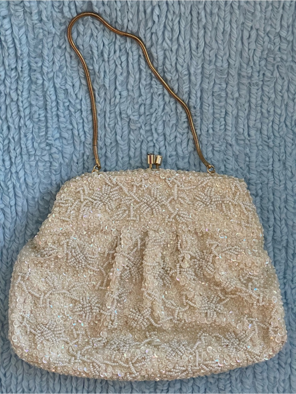 VIVANT by SARNE Vintage White Italian Beaded Evening Bag w/Box